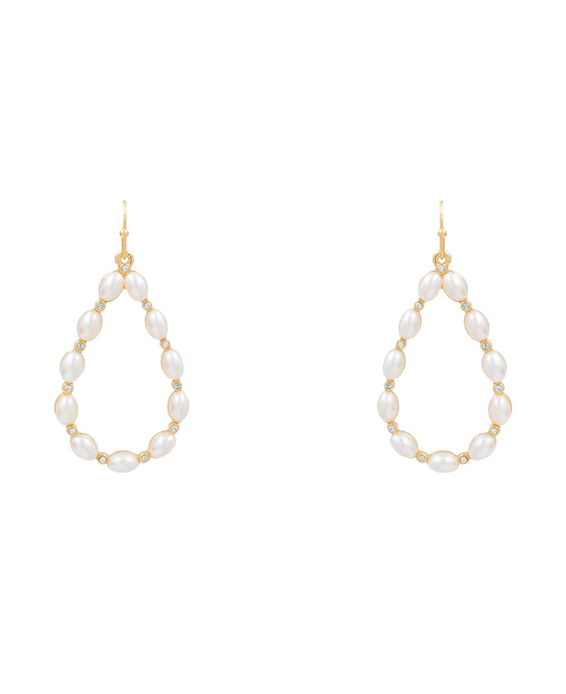Oval Pearl Teardrop Earring - 1.6"
