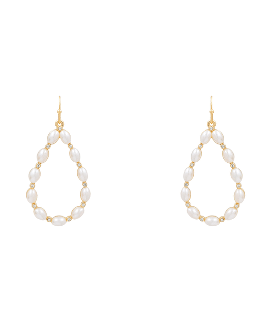 Oval Pearl Teardrop Earring - 1.6"