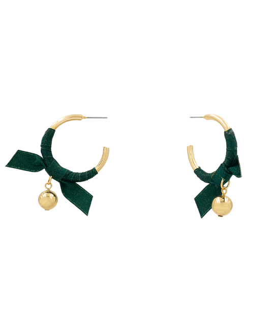 Ribbon Bow Hoop Earring - 2.0"