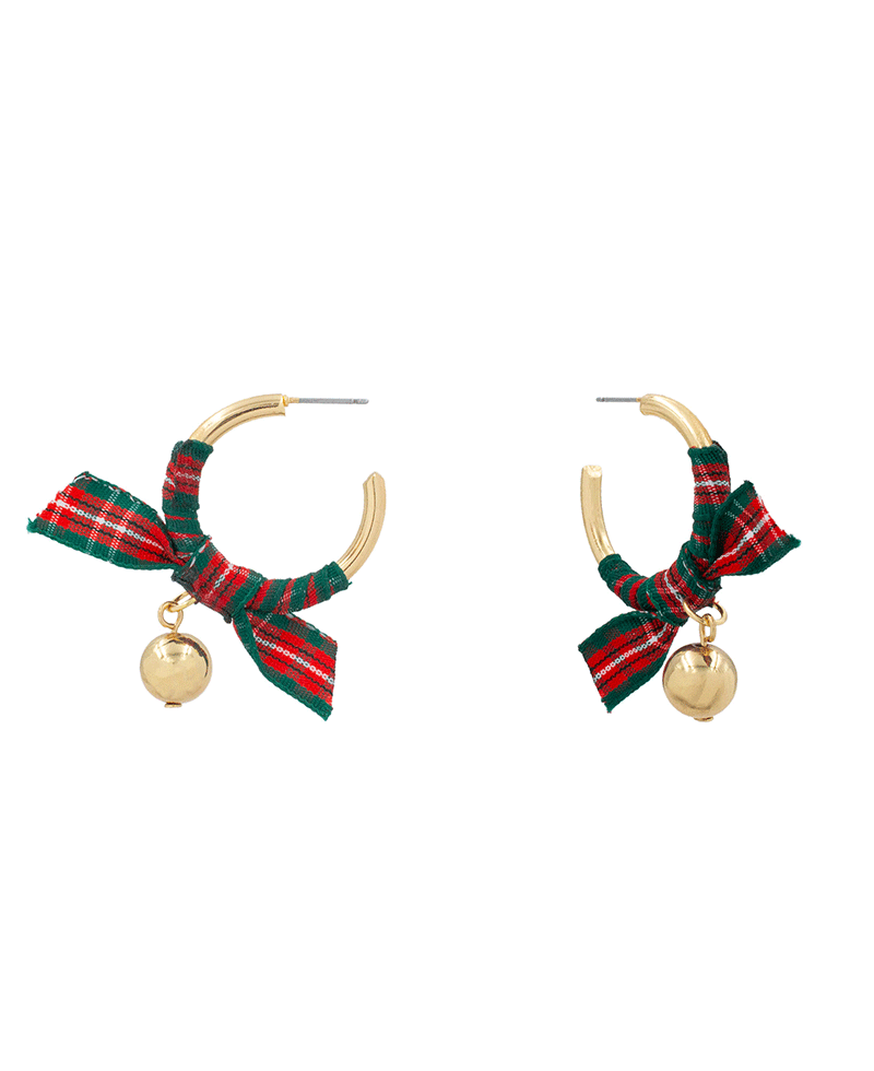 Ribbon Bow Hoop Earring - 2.0"