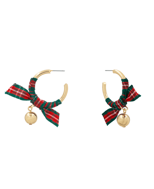 Ribbon Bow Hoop Earring - 2.0"