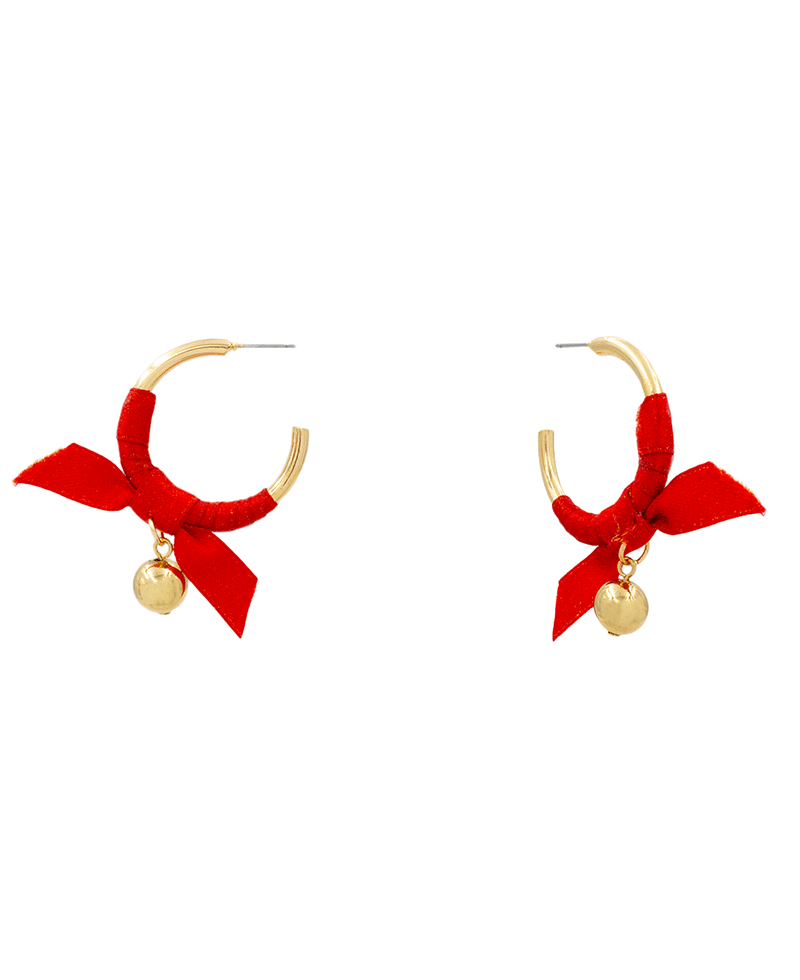Ribbon Bow Hoop Earring - 2.0"