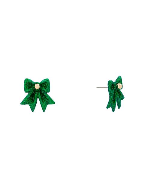 Glitter Bow Stud Earring - 1.0"