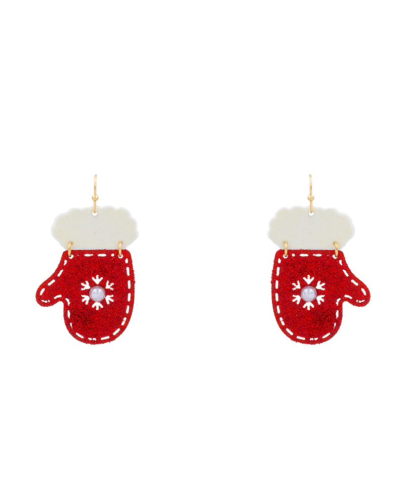 Christmas Gloves & Socks Glitter Earring - 2.0"