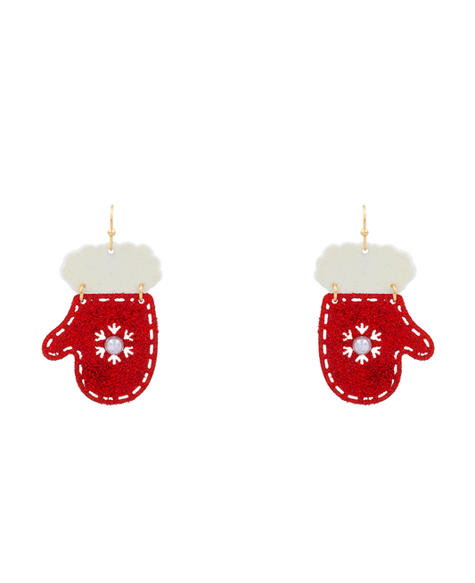 Christmas Gloves & Socks Glitter Earring - 2.0"