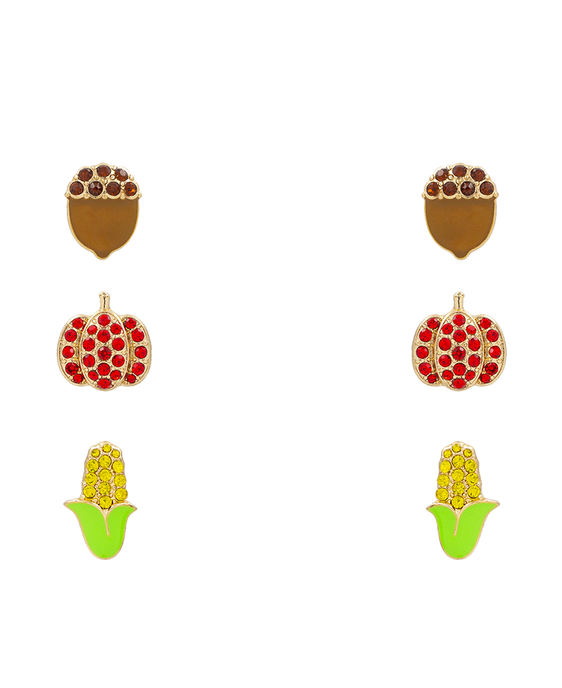 Acorn Pumpkin Corn 3 Set Earring