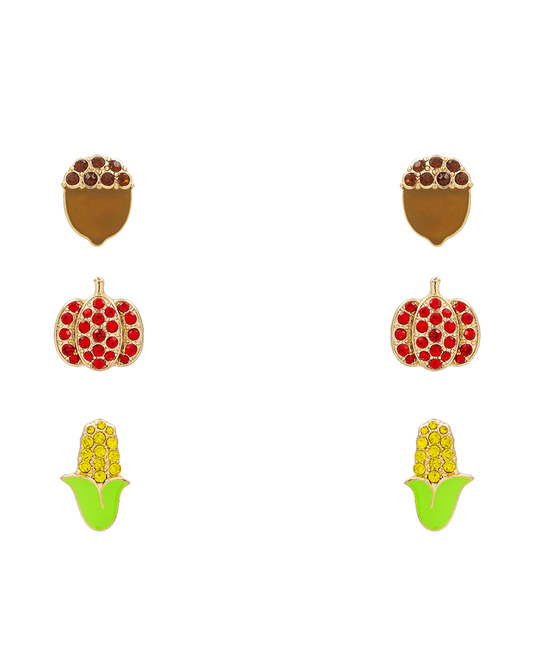 Acorn Pumpkin Corn 3 Set Earring