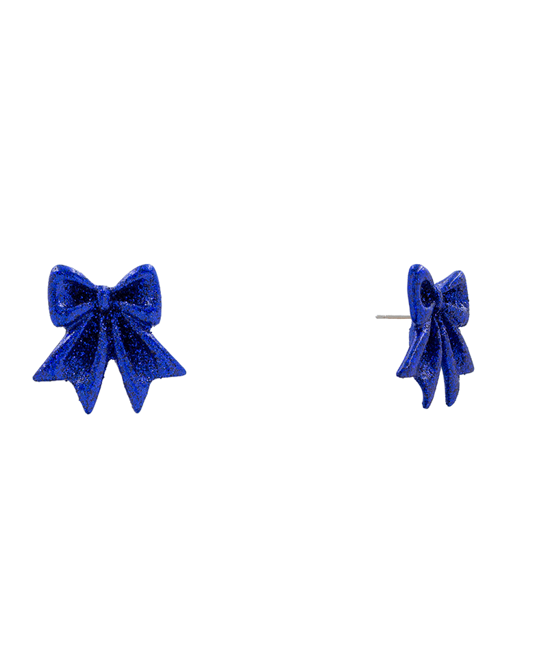Glitter Bow Stud Earring - 1.2"