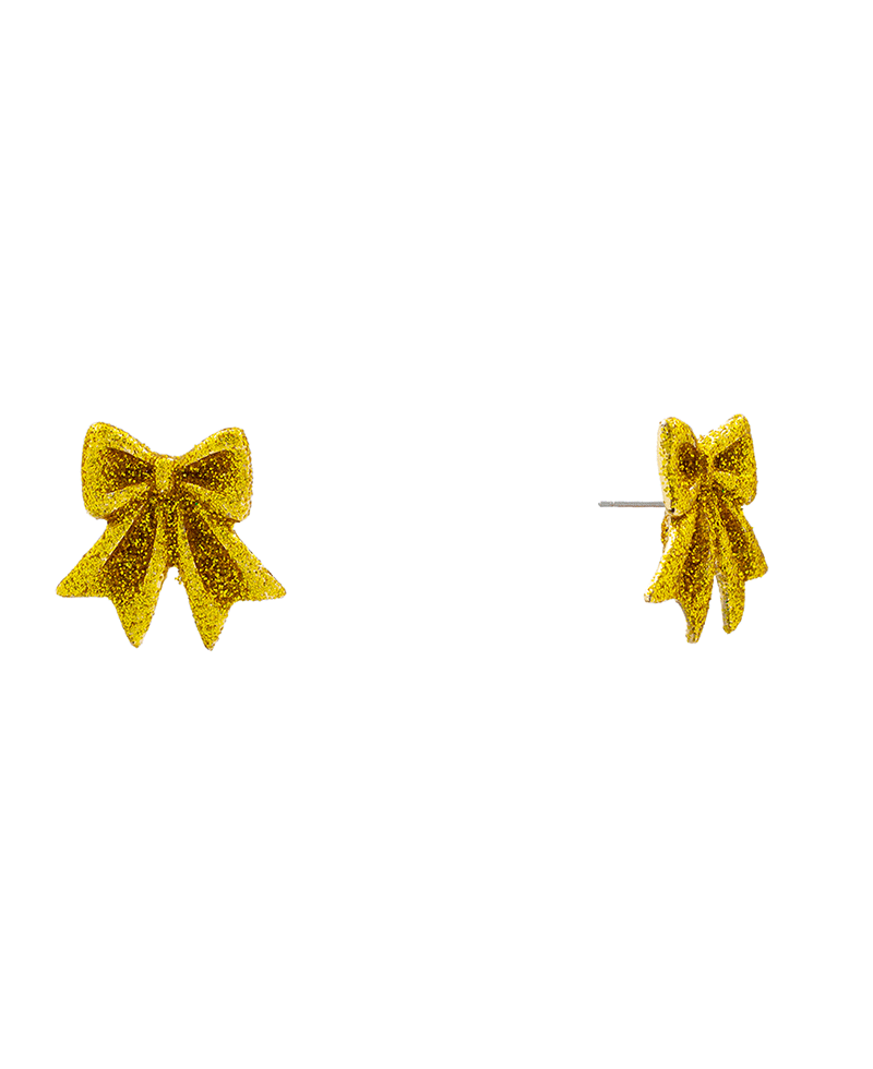 Glitter Bow Stud Earring - 1.2"