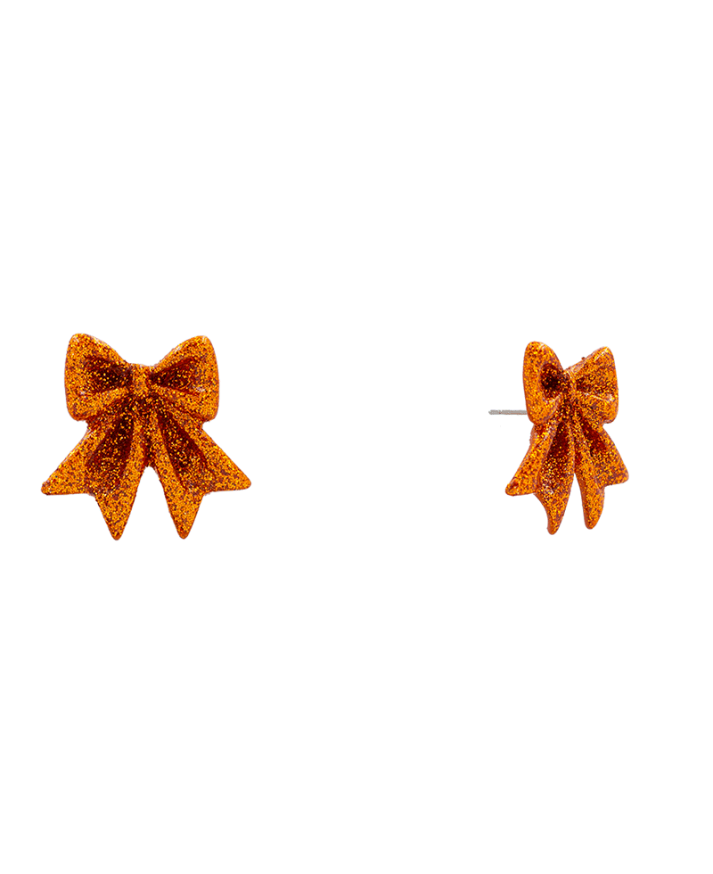 Glitter Bow Stud Earring - 1.2"