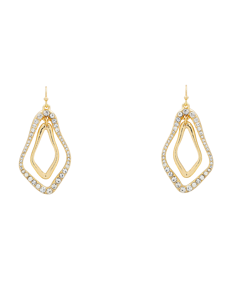 Organic Shape Pave Earring - 2.0"
