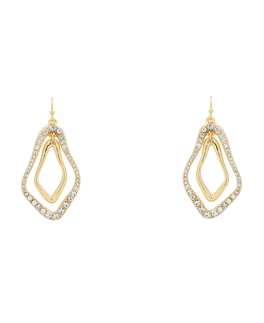 Organic Shape Pave Earring - 2.0"