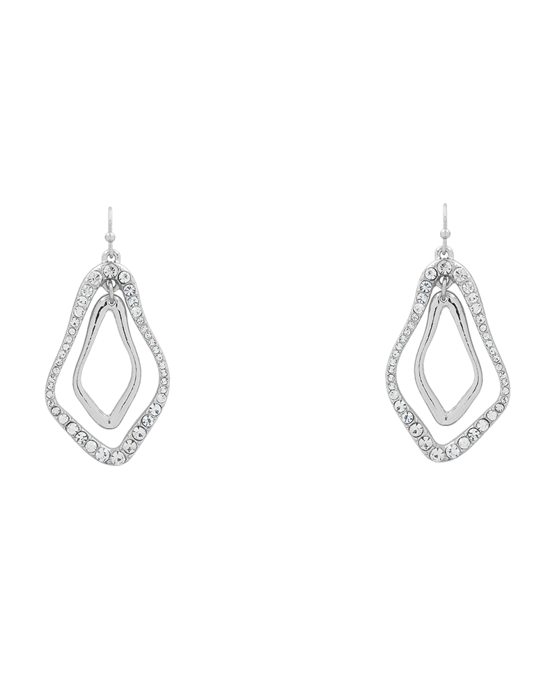 Organic Shape Pave Earring - 2.0"