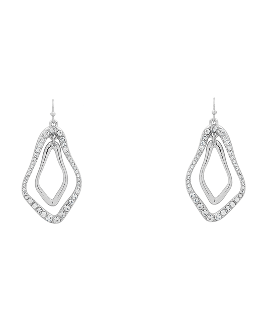 Organic Shape Pave Earring - 2.0"