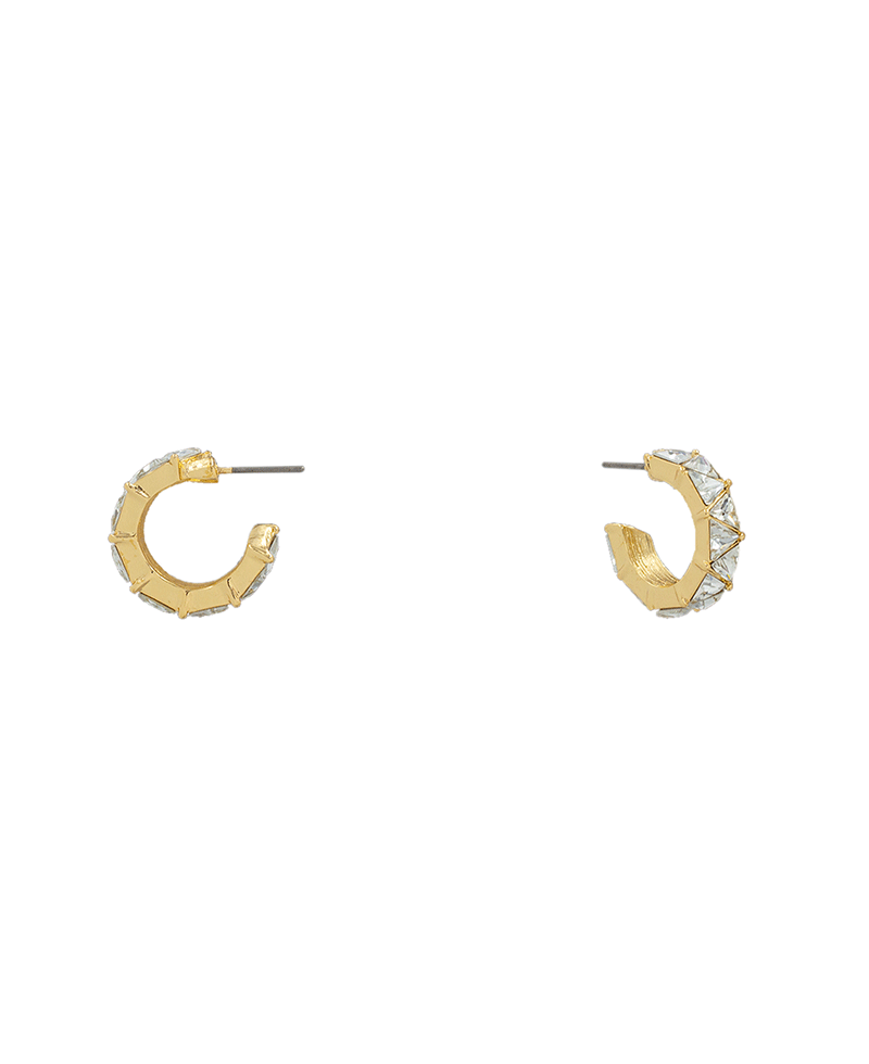 Triangle Stone Pave Hypo Hoop Earring - 0.9"