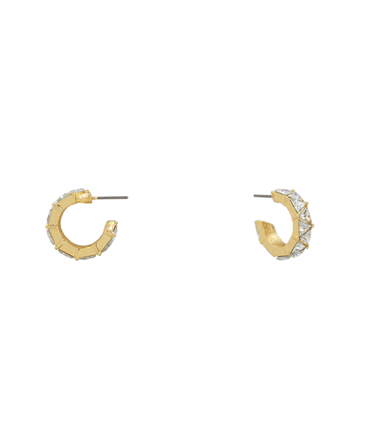 Triangle Stone Pave Hypo Hoop Earring - 0.9"