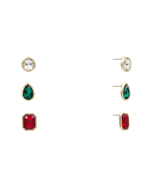 Christmas Mixed Stone Hypo 3 Set Earring