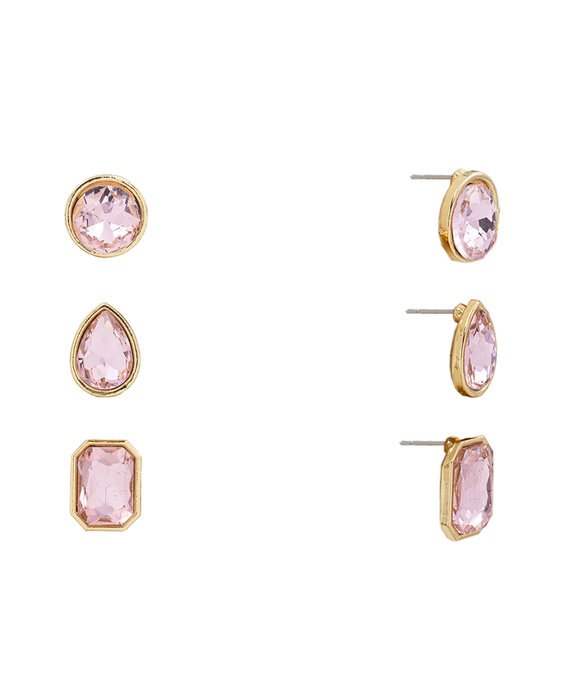 Bezel Stone 3 Set Earring