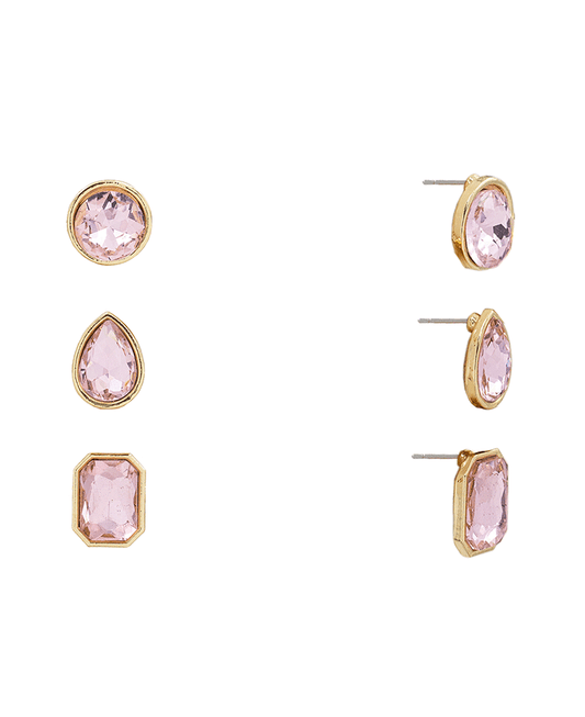 Bezel Stone 3 Set Earring