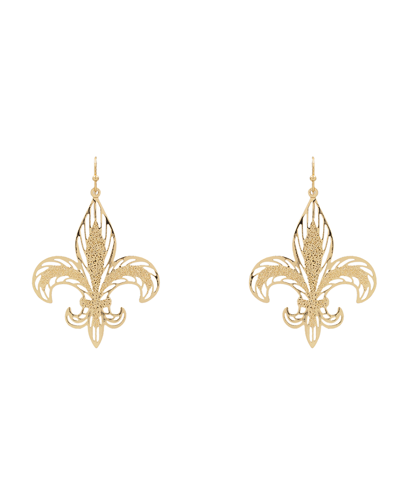 Fleur De Lis Filigree Earring - 2.3"