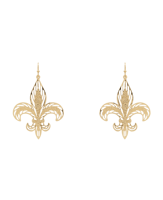 Fleur De Lis Filigree Earring - 2.3"