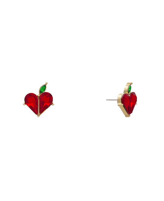 Rhinestone Heart Apple Hypo Stud Earring - 0.6"