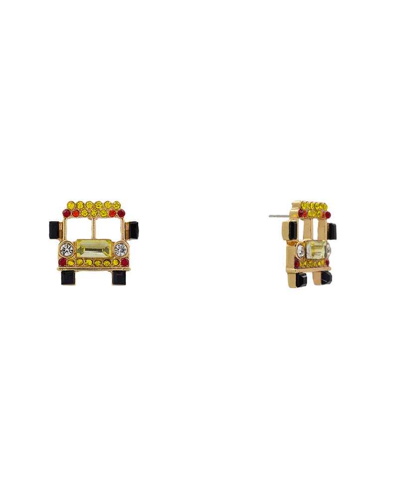 Rhinestone School Bus Hypo Stud Earring - 0.7"
