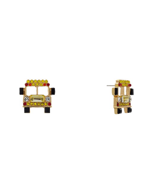 Rhinestone School Bus Hypo Stud Earring - 0.7"