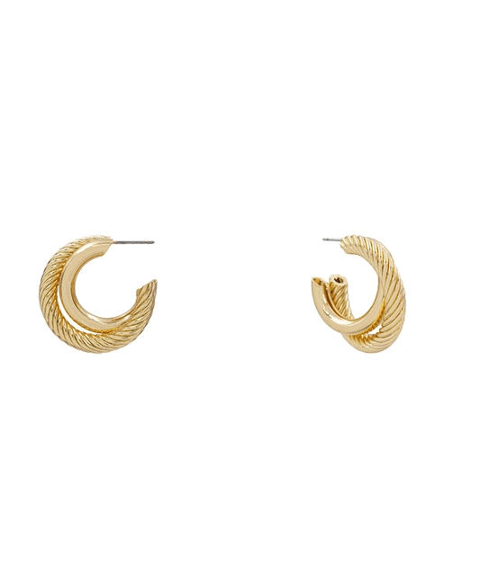 Solid & Rope Texture Pipe Hoop Earring - 1.0"