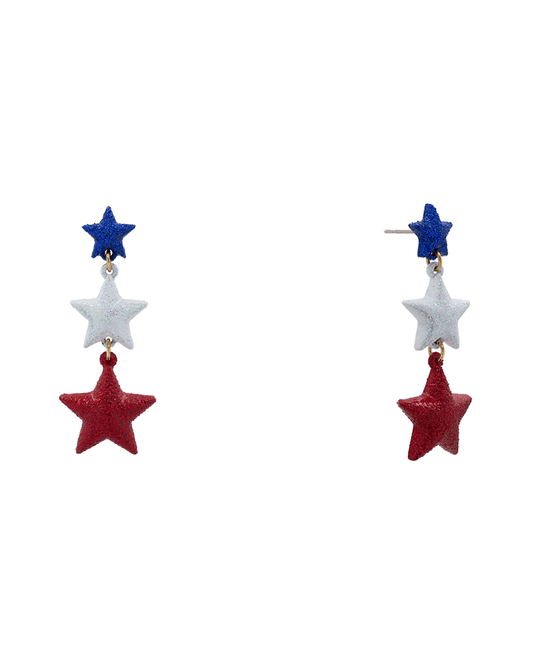 Star Glitter USA Drop Earring - 2.0"