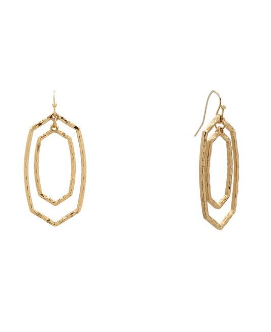 Double Hexagon Shape Earring - 2.1"