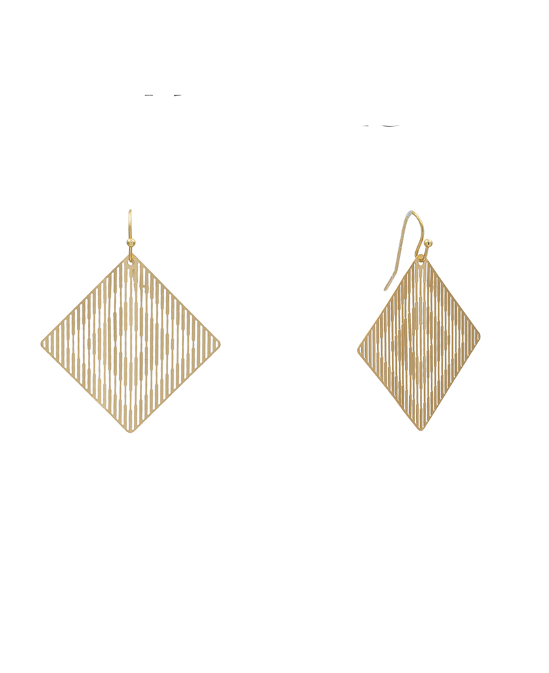 Line Weight Filigree Square Earring - 1.9"