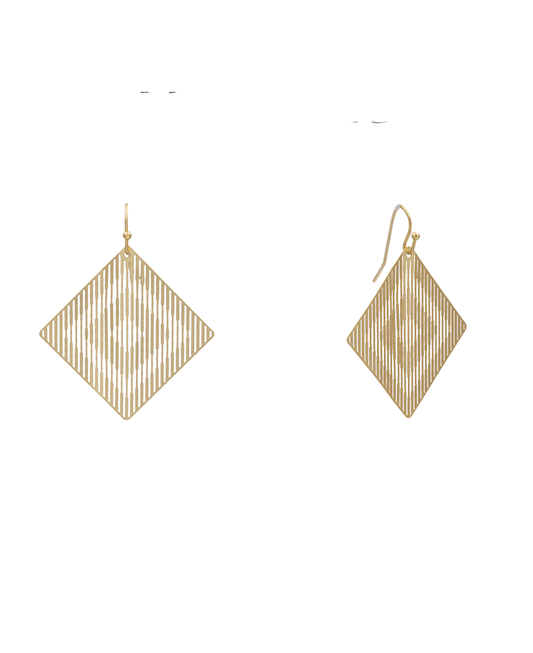 Line Weight Filigree Square Earring - 1.9"