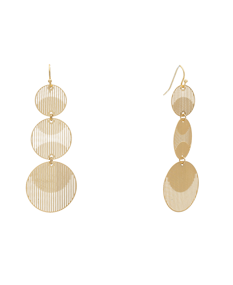 Line Weight Filigree Circle 3 Drop Earring - 2.9"