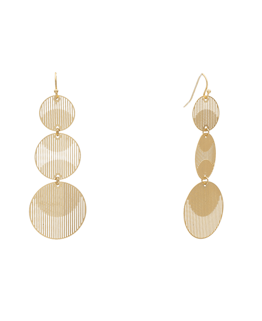 Line Weight Filigree Circle 3 Drop Earring - 2.9"
