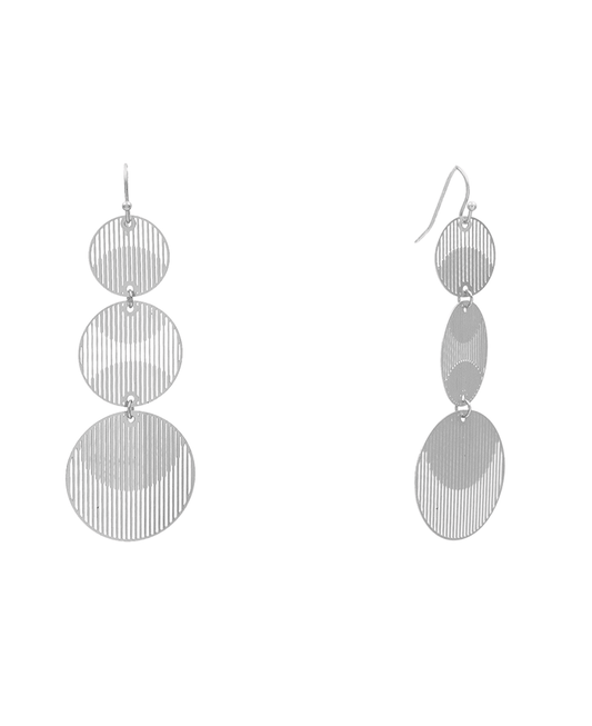 Line Weight Filigree Circle 3 Drop Earring - 2.9"