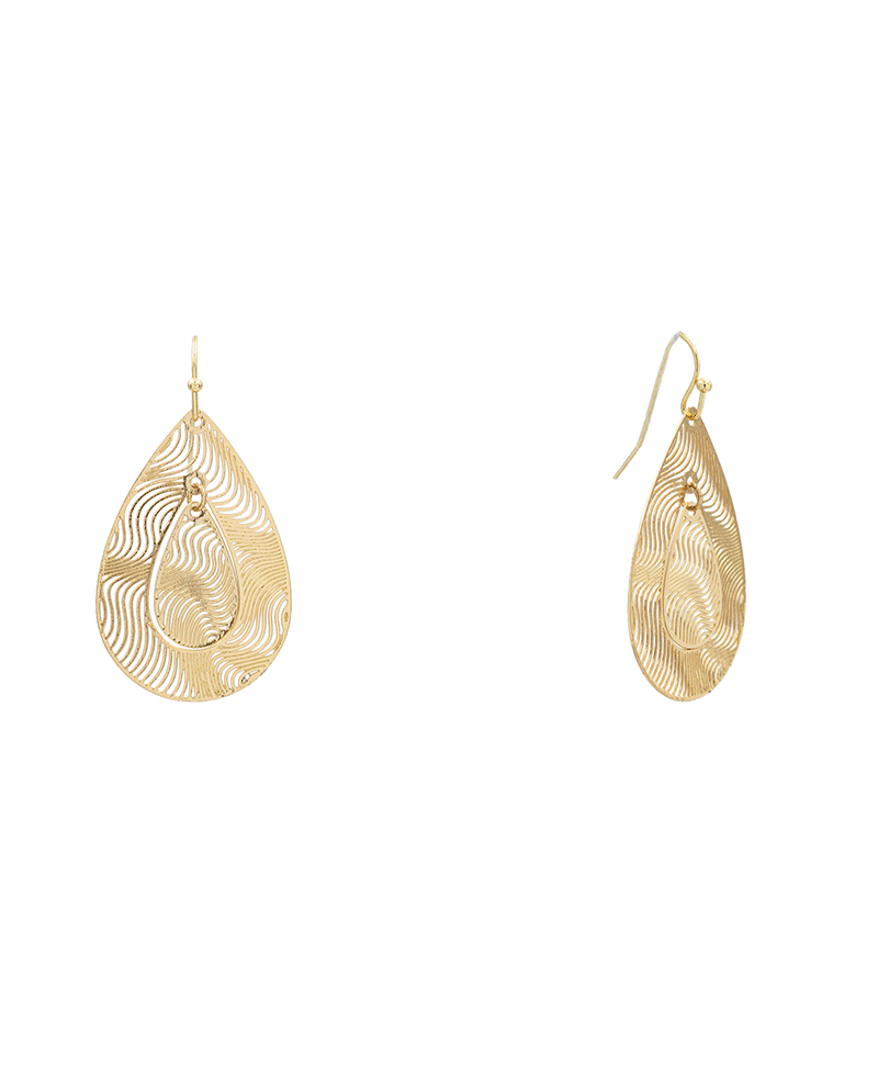 Flow Line Filigree Teardrop Earring - 1.9"