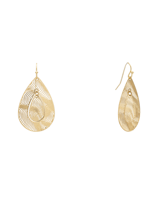 Flow Line Filigree Teardrop Earring - 1.9"