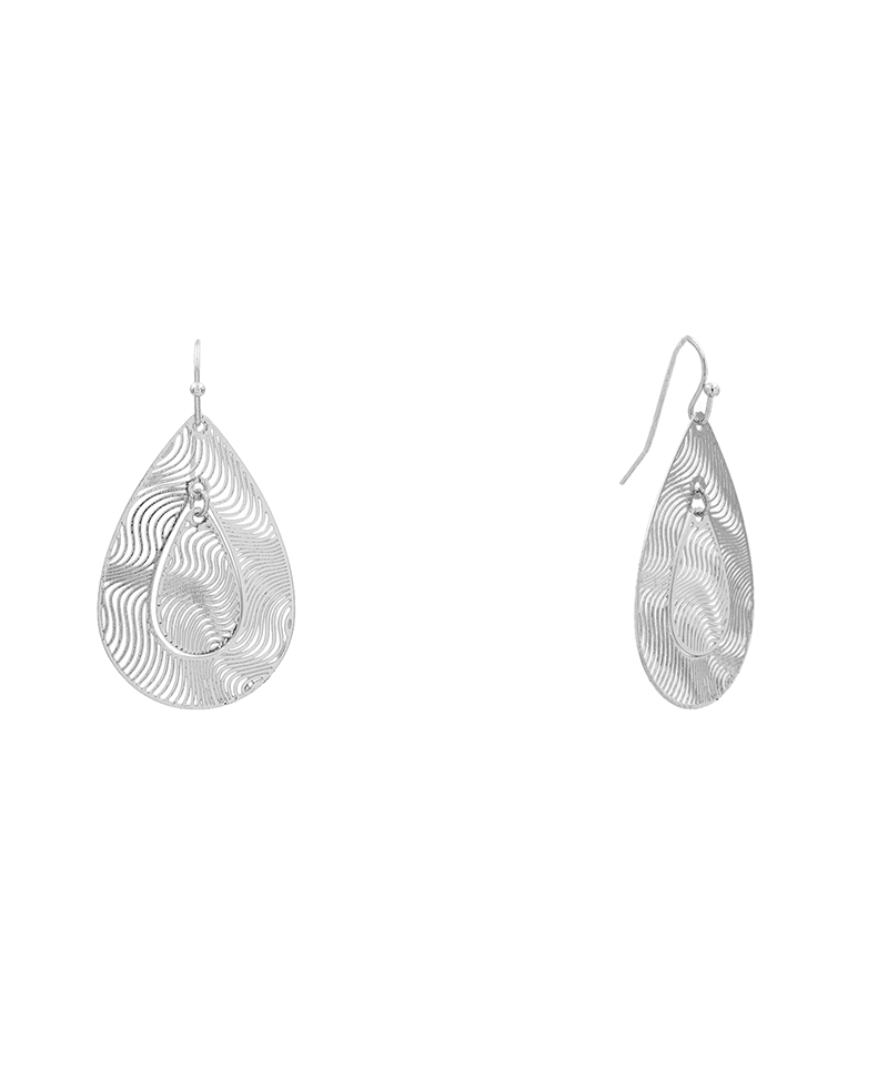 Flow Line Filigree Teardrop Earring - 1.9"