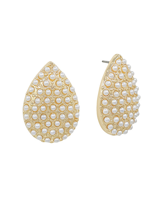 Teardrop Pearl Attached Stud Earring