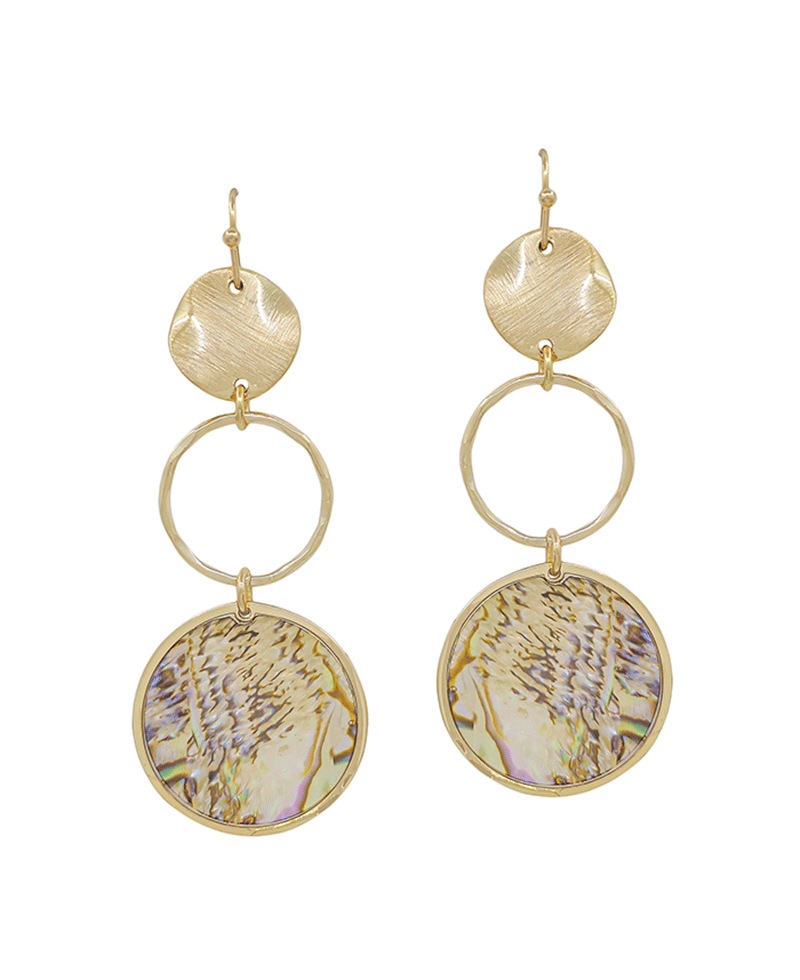 Round Mop Accent Drop Earring