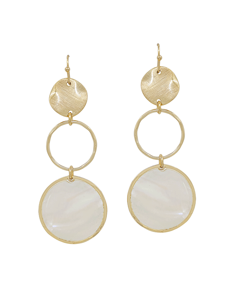 Round Mop Accent Drop Earring