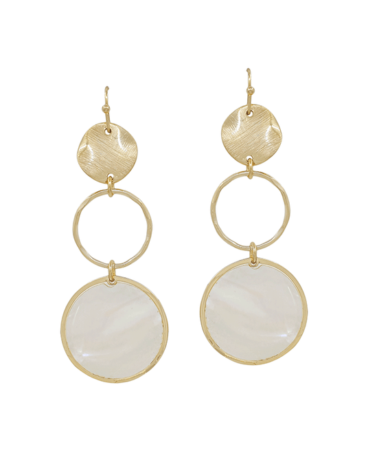 Round Mop Accent Drop Earring