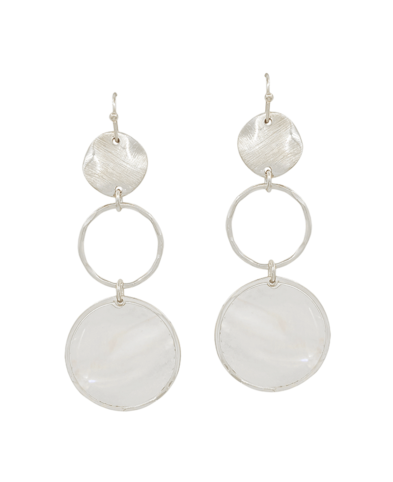 Round Mop Accent Drop Earring