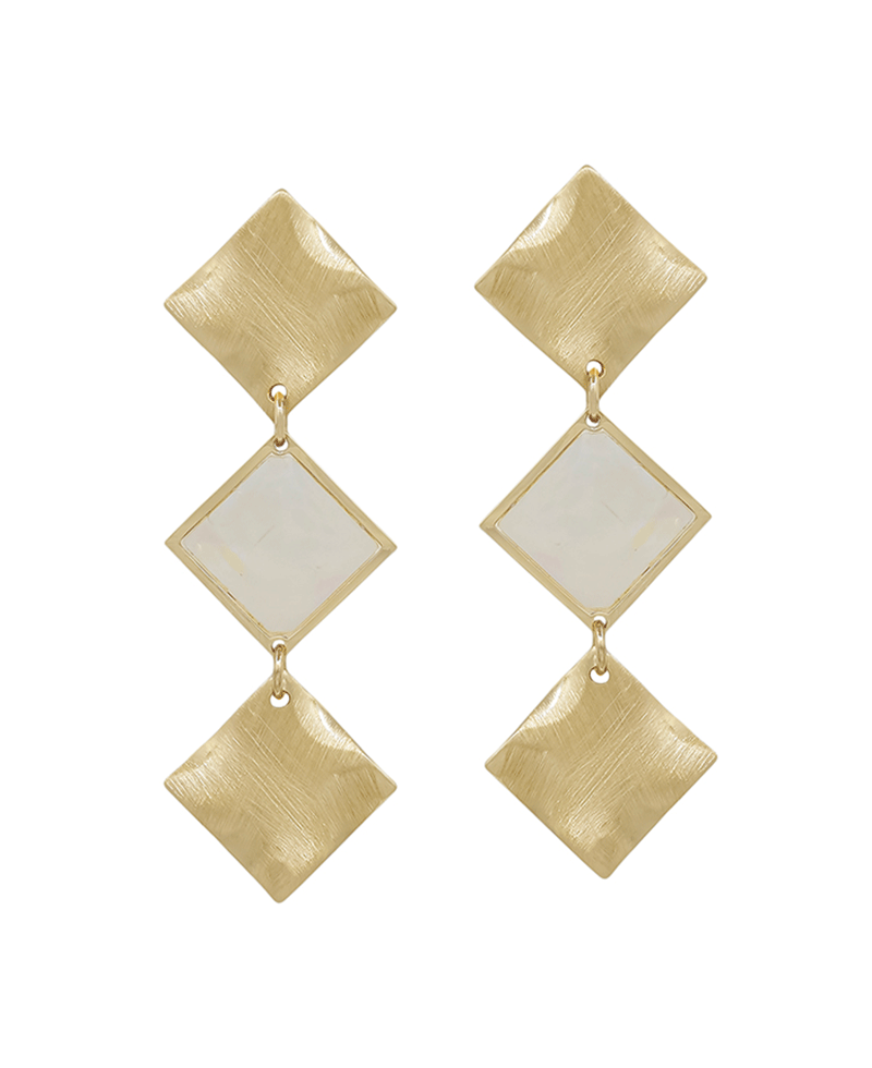 Diamond Mop Accent Drop Earring