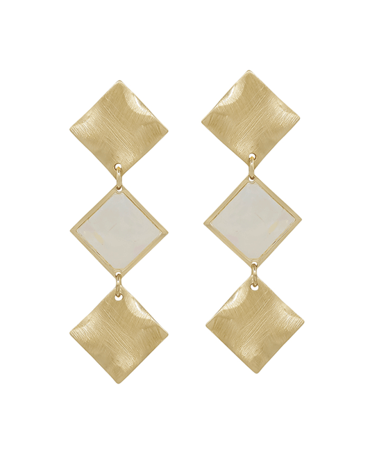 Diamond Mop Accent Drop Earring