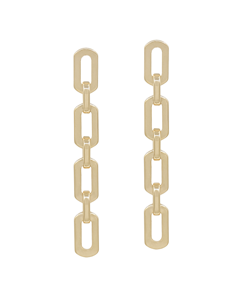 Flat Oval Shape Chain Clip Post Earring