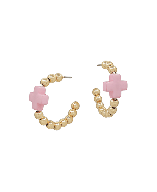 Cross Color Accent CCB Hoop Earring - 1.0"