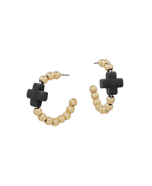 Cross Color Accent CCB Hoop Earring - 1.0"