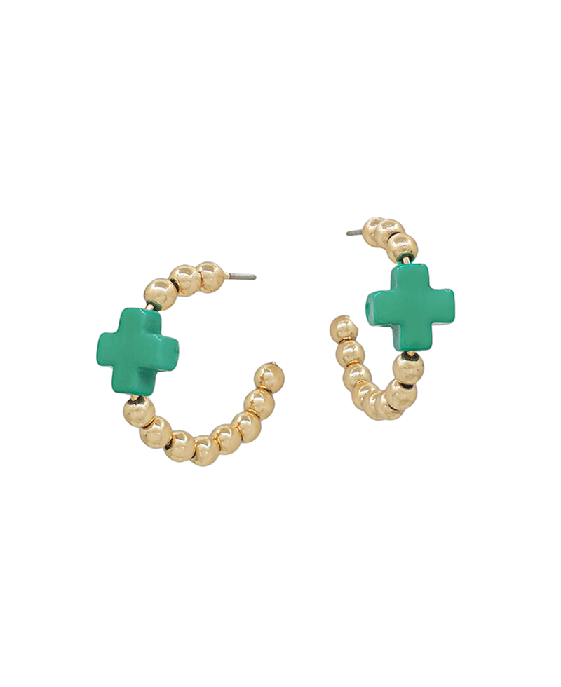 Cross Color Accent CCB Hoop Earring - 1.0"